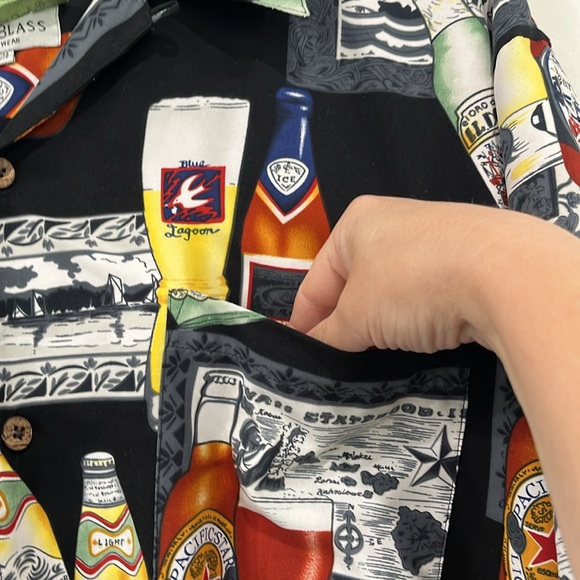 Bill Blass  Vintage Button up Short Sleeve Shirt Vocation WeekendPub Beverage XL - Picture 10 of 12